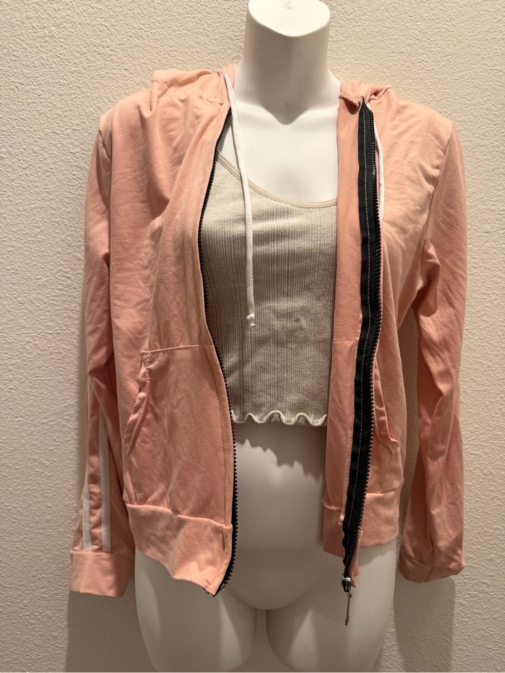 Boom Boom Jeans Lightweight Hooded Zip Jacket - Soft Pink